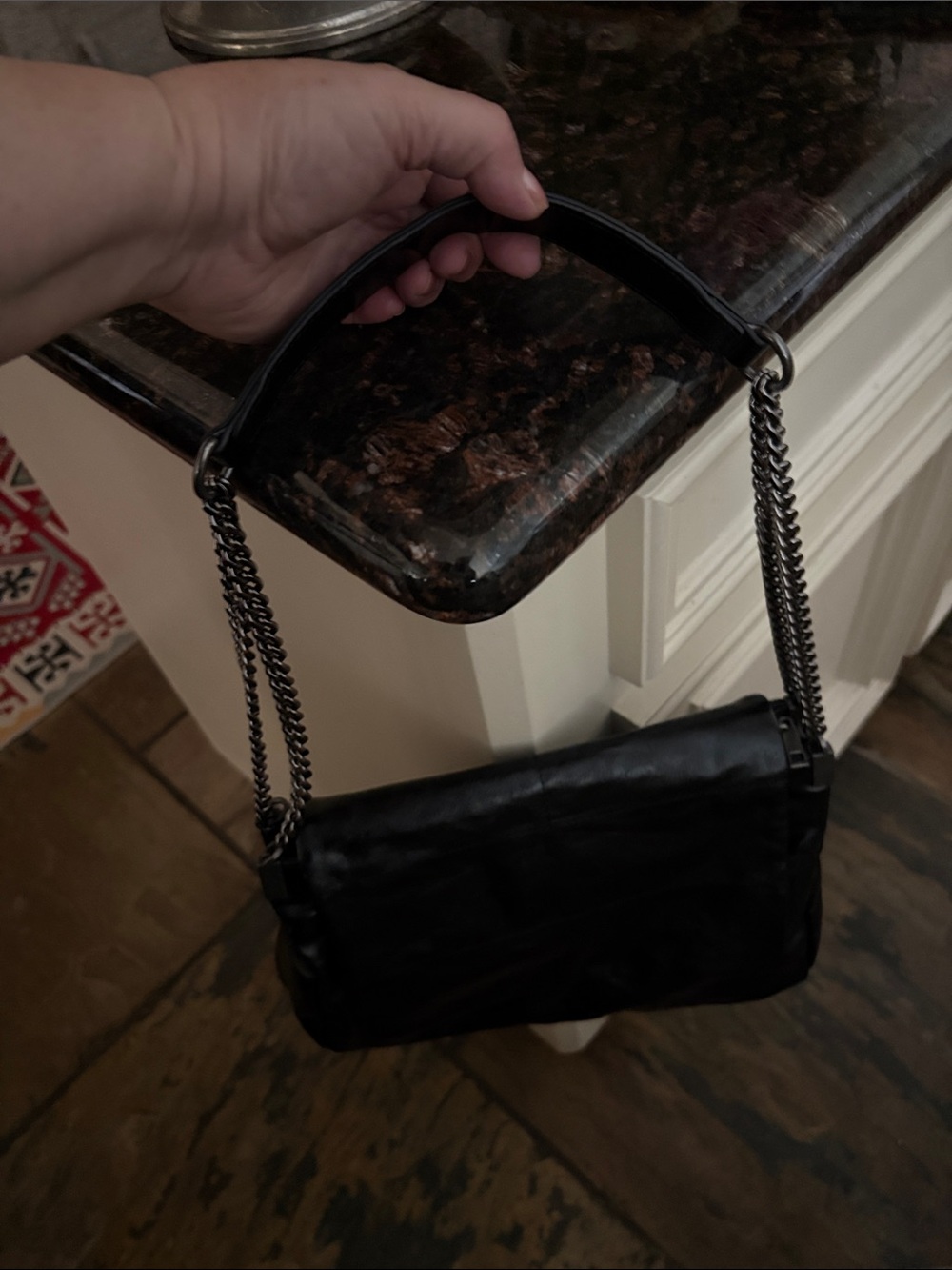 ZARA BLACK  Leather Chain-Handle Shoulder Bag
